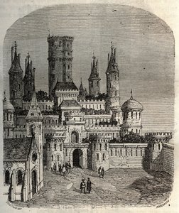 Kasteel van Montlhery - kasteel in de gemeente Montlhery, in het oude land van Hurepoix - gravure in 