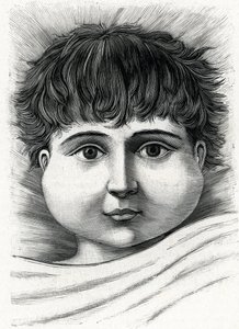 Kind met bof (gravure) 1888 door French School
