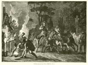 Christenen getrouwd door Neron (gravure)