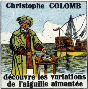 Christoffel Columbus ontdekt de variaties van de magnetische naald