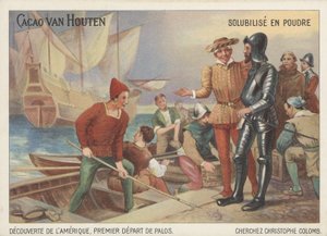 Christoffel Columbus vertrekt uit Palos op zijn reis om Amerika te ontdekken