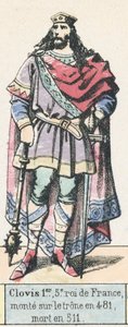 Clovis I, 5e koning van Frankrijk, besteeg de troon in 481, stierf in 511 door French School