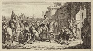 Clovis I, Koning van de Franken, betreedt Toulouse na het verslaan van de Visigoten, 508 door French School