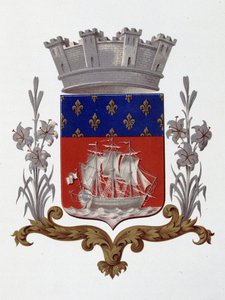 Wapen van de stad Parijs: Koninklijk (Lodewijk XVIII en Karel X) - Octrooi van 20 december 1917 - in "Armorial National de France", door H. Traversier, Parijs