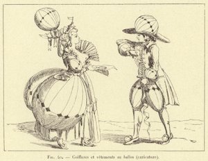 Kapsels en kleding in de ballon (karikatuur)