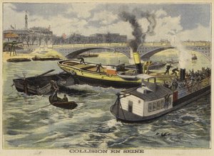 Botsing op de rivier de Seine, Parijs, 1897 door French School