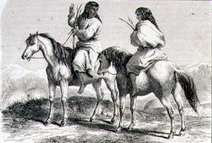 Comanche Indianen in de jaren 1860 (gravure)
