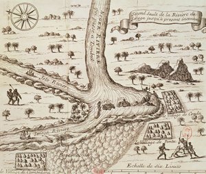 Samenvloeiing van de zwarte, de Joto en de Senegal, illustratie uit 