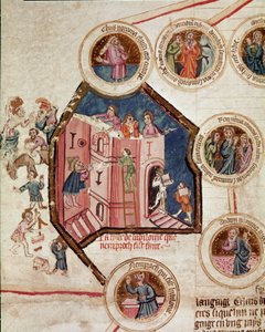 Bouwplaats van de Toren van Babel in Babylon door French School