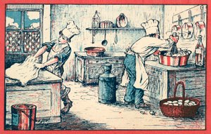 Koks aan het werk in een keuken