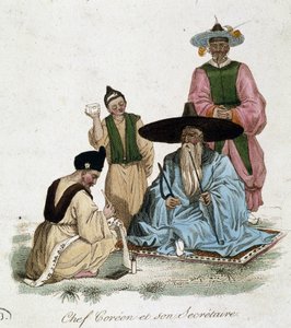 Koreaanse chef en zijn secretaris - gravure