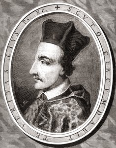 Cornelius Jansen, Bisschop van Ieper, gegraveerd door Pannemaker naar Latenacci, uit 