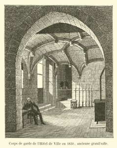 Wachthuis van het stadhuis in 1830, oude grote zaal door French School