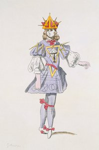 Kostuumontwerp voor Geometrie in een 17e-eeuws hofballet, uit de Menus Plaisirs Collectie, facsimile door A. Guillaumot Fils (kleurgravure) door French School