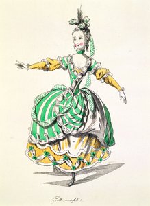 Kostuumontwerp voor Phrygienne, in Dardanus, een libretto door Leclerc de Labruere, gecomponeerd door Jean-Philippe Rameau, facsimile door A. Guillaumot Fils (kleurgravure) door French School