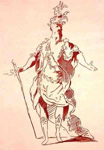 Kostuumontwerp voor een Riviergod, uit de Menus Plaisirs Collectie, facsimile door A. Guillaumot Fils, ca. 1750 door French School