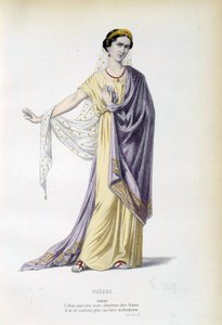 Kostuum voor het personage van Phedre in het stuk met dezelfde naam door Jean Racine (1639-1699) 19e eeuw Parijs, Franse komedie door French School