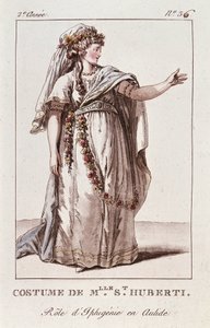 Kostuum van Miss Huberti voor de rol van Iphigenia in Aulide de Gluck door French School