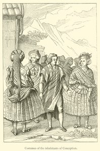 Kostuums van de inwoners van Conception (gravure) door French School