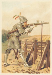 Coulevrinier in de 15e eeuw (Man van oorlog, te voet of te paard, wapen van een slang in de hand) door French School