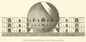Doorsnede van een begraafplaatsplan voor de stad Chaux (gravure)