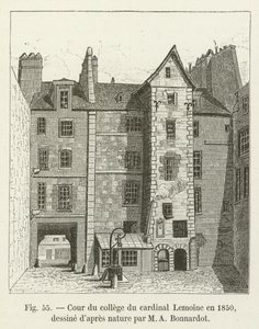 Binnenplaats van het college van kardinaal Lemoine in 1850, getekend naar de natuur door M A Bonnardot door French School