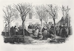 Binnenplaats van de Paris St. Lazare gevangenis, c. 1840