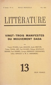 Omslag van Litterature maandblad gewijd aan de Dada-beweging, mei 1920 door French School