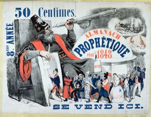 Omslag van een profetische almanak met Nostradamus (1503-66) 1848