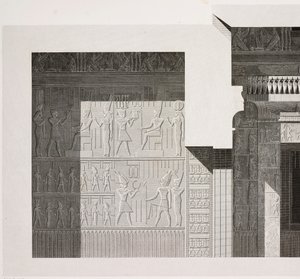 Dwarsdoorsnede van de Kleine Zuidelijke Tempel, detail, Karnak Tempelcomplex, Thebe, Luxor, Egypte door French School