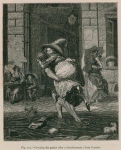 Oversteken van de goot na een onweersbui (van Garnier) door French School