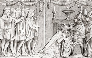Kroning van Sigismund als Heilige Roomse Keizer door paus Eugenius IV in 1433, uit L