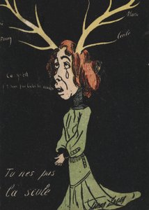 Huilende vrouw met gewei door French School