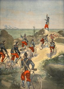 Fietsservice langs de kust van Cuba, illustratie uit Le Petit Journal: Supplement illustre, 1898 door French School