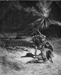 Dood van Gaius Plinius Secundus de Oudere. Plinius de Oudere (23-79), natuuronderzoeker en Latijnse schrijver (Tijdens de uitbarsting van de Vesuvius; in 79 haatte hij het om daarheen te rennen om dit fenomeen te observeren; maar, te dicht bij de vulkaan g door French School