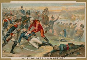 Dood van generaal Desaix in de Slag bij Marengo, 1800 door French School