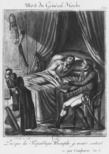 Dood van Generaal Louis Lazare Hoche op 19 september 1797, gegraveerd door Labrousse (18e eeuw) (gravure)