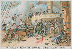 Dood van de Franse schout-bij-nacht Magon in de Slag bij Trafalgar, 1805 door French School