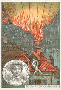Dood van de ballonvaarder Sophie Blanchard, 1819 door French School