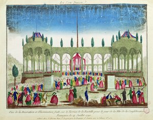 Decoratie en verlichting van de Bastille voor het Festival van de Federatie, 14 juli 1790