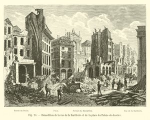 Sloop van de rue de la Barillerie en het plein van het Paleis van Justitie door French School