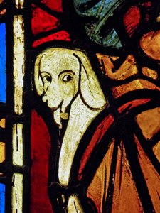 Een hond - in het St. Paulus paneel uit de Chapelle du Chateau, Rouen? door French School