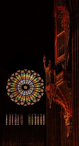 Uitzicht naar het westen met het orgel en het roosvenster