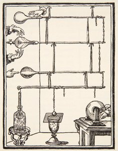 Descarges electriques dan lai rarefie, 1753, kopie door Boris Mestchersky (d.1957) illustratie uit Histoire de la Nation Francaise, Sciences, Volumes I & II, door Gabriel Hanotaux (1853-1944), 1924 door French School