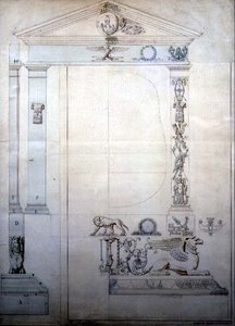 Ontwerp voor een cheval spiegel, ca. 1815 door French School