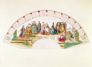 Ontwerp voor een waaier ter viering van de Dans en Carnaval der Naties, 1733 door French School