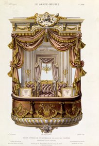 Ontwerp voor het interieur en exterieur van een theaterbox, illustratie uit Le Garde-Meuble magazine, ca. 1860 door French School