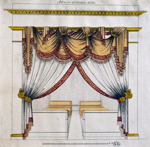 Ontwerp van nis met twee bedden (Eerste Keizerrijk periode), illustratie, Frankrijk door French School