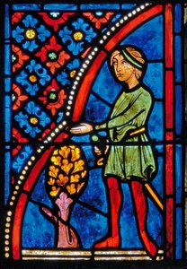 Raam met scènes uit het leven van St. Maria de Egyptische (detail) door French School