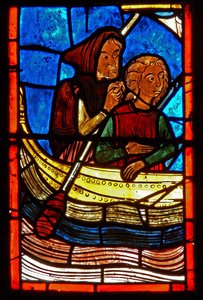 Raam met scènes uit het leven van St. Maria de Egyptische (detail)